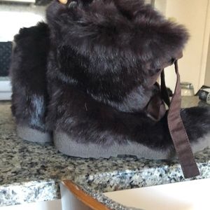 DKNY Chocolate Brown Furry Boots